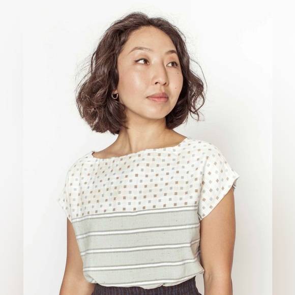 Ace & Jig Tops - Ace & Jig White and Gray Striped Top